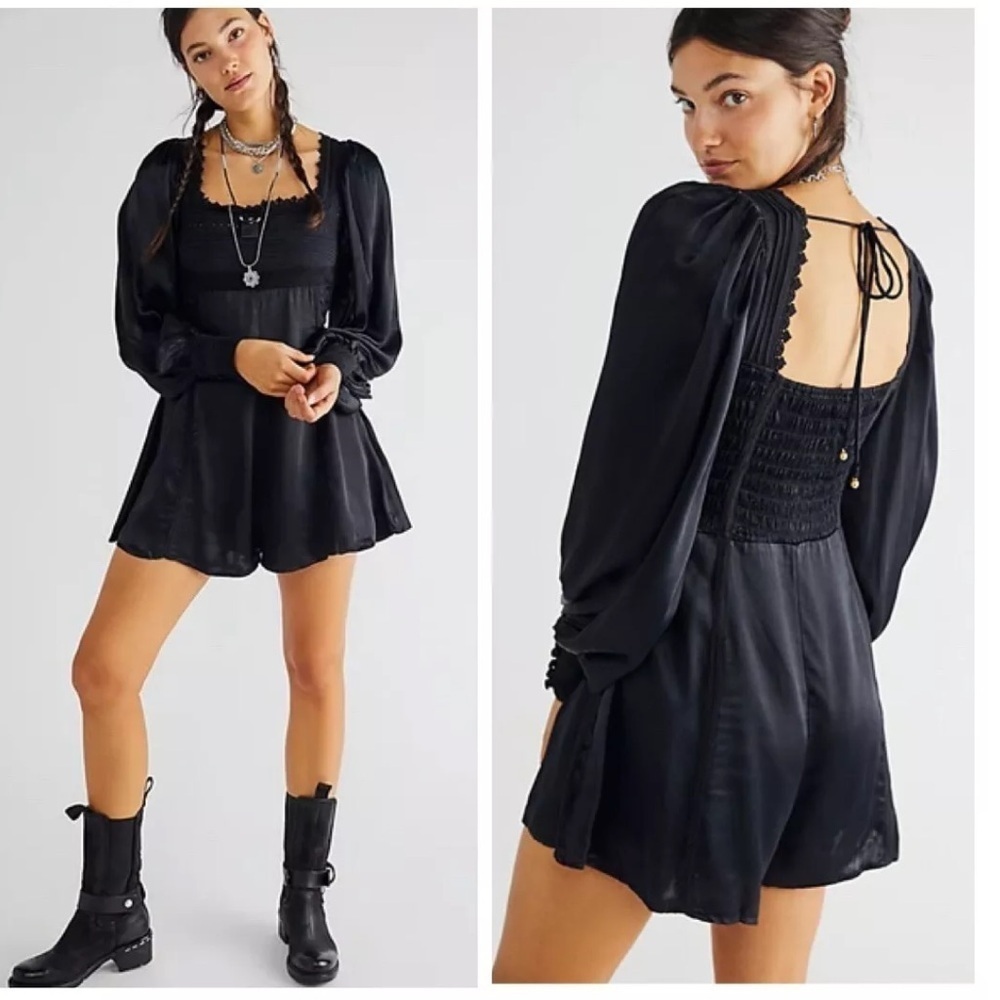 NWT Free People Farrow Romper in black
